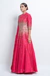 Abstract By Megha Jain Madaan_Pink Silk, Chiffon Beads Collared Sequin Embroidered Draped Anarkali _at_Aza_Fashions