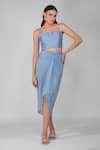 Devyani Mehrotra_Blue Chiffon And Crepe Embellished Sequins Cape Starry Sky And Draped Skirt Set _Online_at_Aza_Fashions