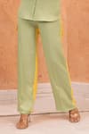 Buy_B'Infinite_Green Soft Linen Color Blocked Collared Neck Butterfly Shirt And Trouser Set _Online_at_Aza_Fashions