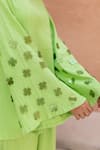 Buy_B'Infinite_Green Cotton Placement Embellished Sequins Round Neck Flower Top With Trouser 