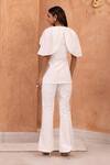 Shop_B'Infinite_White Embroidery V Neck Top With Trouser_at_Aza_Fashions