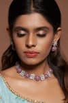 Buy_Mozaati_Red Embellished Mannat Stone Necklace Set _at_Aza_Fashions