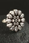 Shop_Noor_Silver Plated Embellished Floral Stone Studded Ring _at_Aza_Fashions