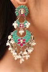 Buy_Noor_Blue Beads, Diamonds Kundan Chandbali Earrings_at_Aza_Fashions