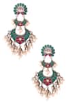 Shop_Noor_Blue Beads, Diamonds Kundan Chandbali Earrings_at_Aza_Fashions