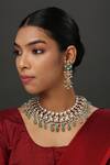 Buy_MINAKI_Gold Plated Beads, Diamonds Kundan Necklace Set _at_Aza_Fashions