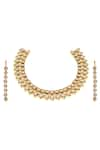 Shop_MINAKI_Gold Plated Kundan Necklace Set _at_Aza_Fashions