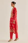 Shop_Shyam Narayan Prasad_Red Silk Chanderi Embroidered Floral Round Dori Kurta Set _Online_at_Aza_Fashions