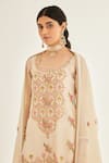 Shyam Narayan Prasad_White Organza Embroidered Zardozi Scoop Neck Work And Printed Kurta Sharara Set _at_Aza_Fashions