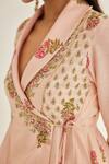 Shop_Shyam Narayan Prasad_Pink Chanderi Embroidered Zardozi Hand Block Print Angrakha And Pant Set _Online_at_Aza_Fashions