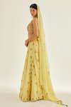 Shyam Narayan Prasad_Yellow Modal Satin Embroidered Zardozi Hand Block Floral Print Lehenga Set _at_Aza_Fashions