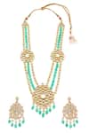 Shop_Minaki_Gold Plated Pearls, Beads Kundan Choker And Necklace Set _at_Aza_Fashions