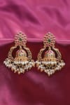Shop_Ishhaara_Gold Plated Stone And Beads Embellished Jhumkas_at_Aza_Fashions