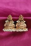 Shop_Ishhaara_Gold Plated Carved Temple Jhumkas _at_Aza_Fashions