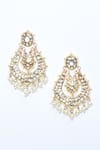 Just Shradha's_Gold Plated Pearl And Kundan Stones Embellished Mughal Cut Work Chandbalis_Online_at_Aza_Fashions