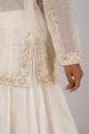 Buy_Kyra by Bhavna_White Chanderi Embroidered Gota Blouse  V Neck Choli Lehenga Set _Online_at_Aza_Fashions