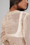 Shop_Kyra by Bhavna_White Chanderi Embroidered Gota Blouse  V Neck Choli Lehenga Set _Online_at_Aza_Fashions