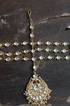 Shop_Riana Jewellery_Gold Plated Jadtar Stone Layered Mathapatti _at_Aza_Fashions
