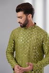 Buy_Kasbah_Green Silk Embroidery Mirror Work Kurta _Online_at_Aza_Fashions