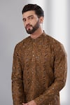 Buy_Kasbah_Yellow Silk Embroidery Thread Work Drop And Floral Kurta _Online_at_Aza_Fashions