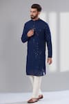 Buy_Kasbah_Blue Georgette Embroidered Chikankari Floral Kurta Set _at_Aza_Fashions