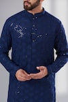 Buy_Kasbah_Blue Georgette Embroidered Chikankari Floral Kurta Set _Online_at_Aza_Fashions