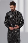 Kasbah_Black Silk Embroidered Mirror Work Kurta _Online_at_Aza_Fashions