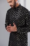 Buy_Kasbah_Black Silk Embroidered Mirror Work Kurta _Online_at_Aza_Fashions