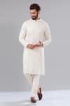 Buy_Kasbah_White Georgette Embroidered Thread Chikankari Work Kurta _at_Aza_Fashions