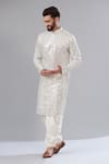 Buy_Kasbah_White Georgette Embroidered Sequin Mirror And Kurta _at_Aza_Fashions