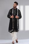 Buy_Kasbah_Black Silk Embroidered Mirror Kurta With Stole_at_Aza_Fashions