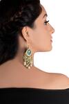 Buy_Riana Jewellery_Gold Plated Pearls, Stones Teardrop Danglers _at_Aza_Fashions