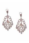 Shop_THE JEWEL FACTOR_Gold Plated Crystal Mughal Pattern Earrings_at_Aza_Fashions