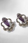 Shop_Outhouse_Silver Plated Crystals, Stones Gavi Bloom Stud Earrings_at_Aza_Fashions