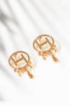 Shop_Outhouse_Gold Plated Cut Work Drip Oh Mini Earrings _at_Aza_Fashions
