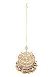 Shop_Vivinia By Vidhi Mehra_Gold Plated Kundan Maangtikka _at_Aza_Fashions