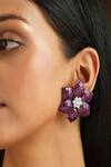 Buy_The Jewel Factor_Purple Crystal Checkered Pattern Earrings _at_Aza_Fashions