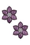 Shop_The Jewel Factor_Purple Crystal Checkered Pattern Earrings _at_Aza_Fashions