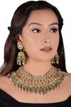Buy_Riana Jewellery_Gold Plated Pearls, Glitter, Stones Bead Drop Choker Set _at_Aza_Fashions