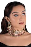 Buy_Riana Jewellery_Gold Plated Pearls, Glitter, Stones Bead Drop Choker Set _at_Aza_Fashions