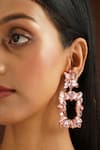 Buy_The Jewel Factor_Peach Crystal Petal Shaped Earrings _at_Aza_Fashions