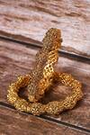 Shop_Studio6 Jewels_Gold Plated Cut Work Carved Temple Bangle - Set Of 2_at_Aza_Fashions