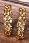 Shop_Studio6 Jewels_White Gota Patti Kundan Embellished Bangles - Set Of 2_at_Aza_Fashions