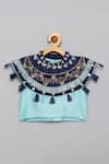 Tutus by Tutu_Blue Silk Embroidery Cutdana Dual Tone Layered Lehenga Set_Online_at_Aza_Fashions