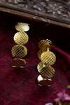Shop_Ishhaara_Gold Plated Checkered Pattern Hoops _at_Aza_Fashions