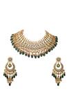 Shop_Riana Jewellery_Gold Plated Jadtar Stone Choker Set _at_Aza_Fashions