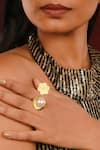 Buy_Ishhaara_Gold Plated Embellished Pearl Open Ring _at_Aza_Fashions