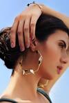 Buy_Varnika Arora_Gold Plated Lucid Handmade Stone Hoops _at_Aza_Fashions