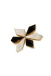 Shop_Varnika Arora_Gold Plated Mother Of Pearl Stipule Handmade Floral Brooch _at_Aza_Fashions