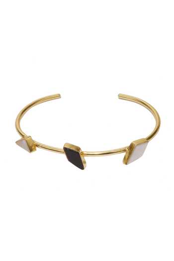 Shop_Varnika Arora_Gold Plated Pearls Dainty Handmade Stone Cuff _at_Aza_Fashions